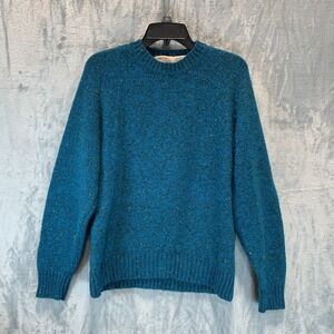 VTG The Fox Collection Womens Sweater L 42-44 Wool Blend Blue Speckled Crew Neck